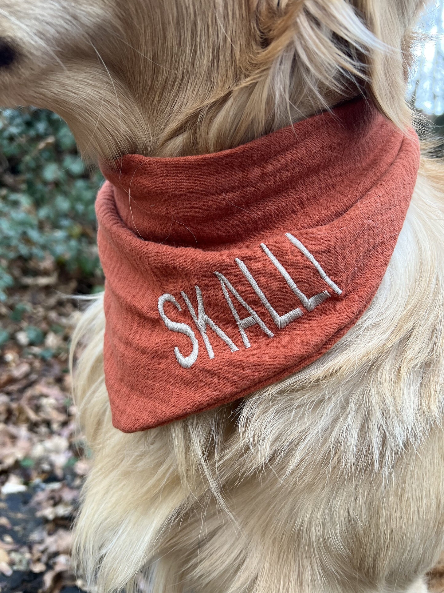 Musselin ; Musselinhundehalstuch ; Hundehalstuch ; Halstuch für Hunde ; weich ; mauve ; personalisiert ; Personalisierung