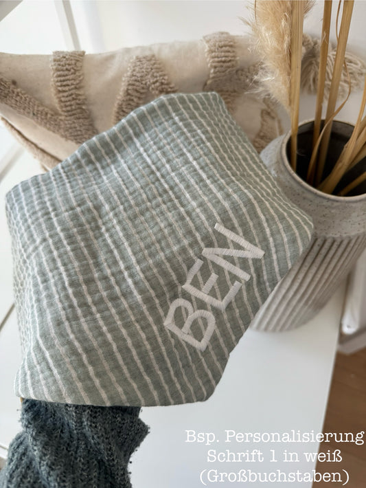 Musselin Hundehalstuch Sage Stripes