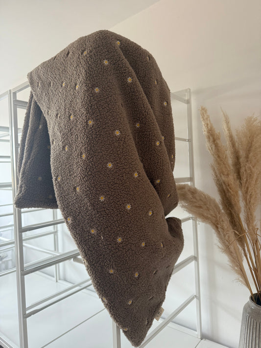 Teddykuscheldecke Taupe Flowers